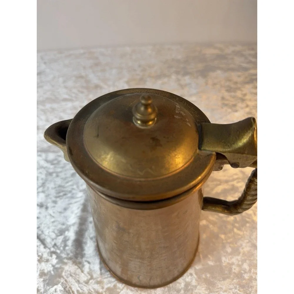 Colonial Virginia Handmade Copper Coffee Pot Pitcher Hampton VA Brass Hinged Lid